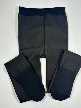 NOOSH Sheer Illusion Fleece Lined Tights Toast Size L/XL Shade:Fair/Black Opaque